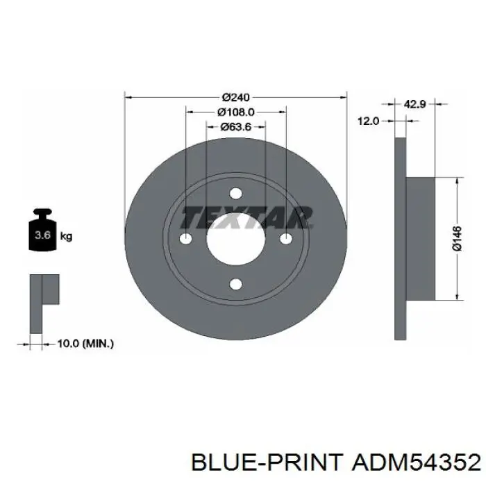 1E0433251 Mitsubishi freno de disco delantero