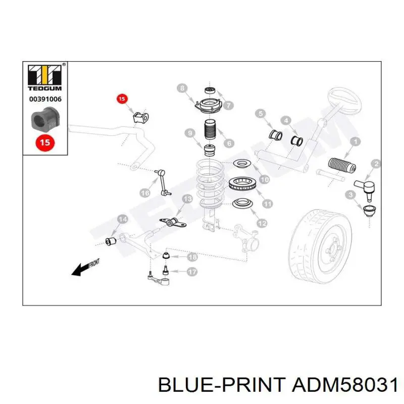 ADM58031 Blue Print casquillo de barra estabilizadora delantera