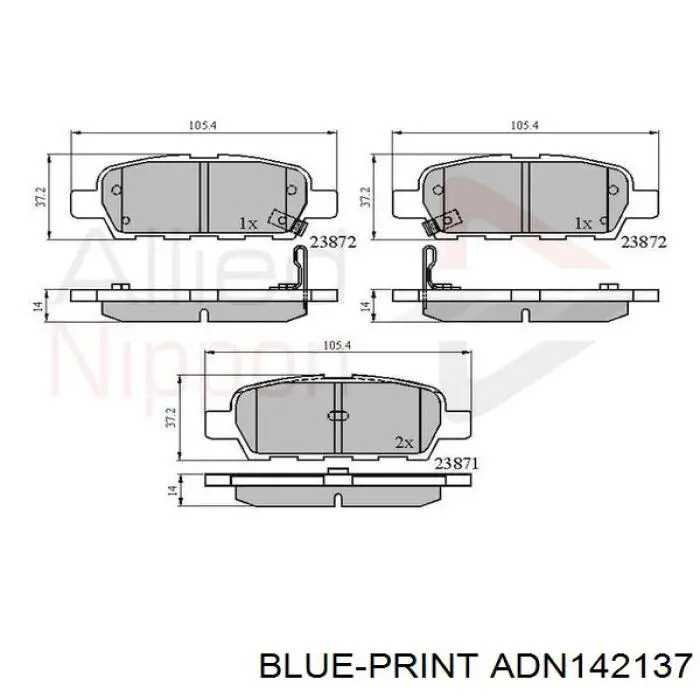 Pastillas traseras de freno Blue Print ADN142137 precio, desde 21,60 EUR