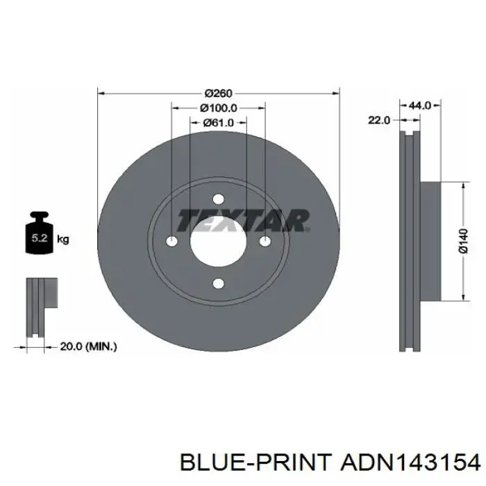 BDA264820 Open Parts freno de disco delantero