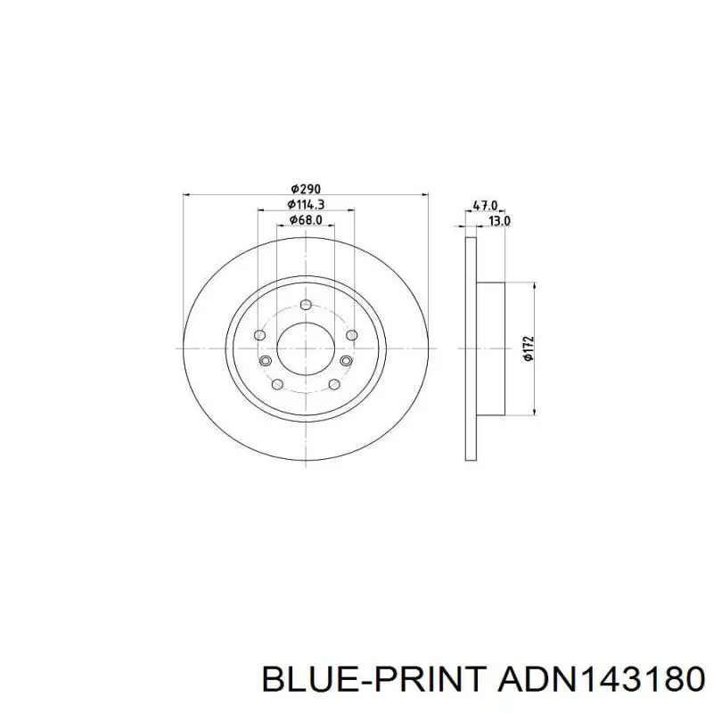 ADN143180 Blue Print disco de freno trasero