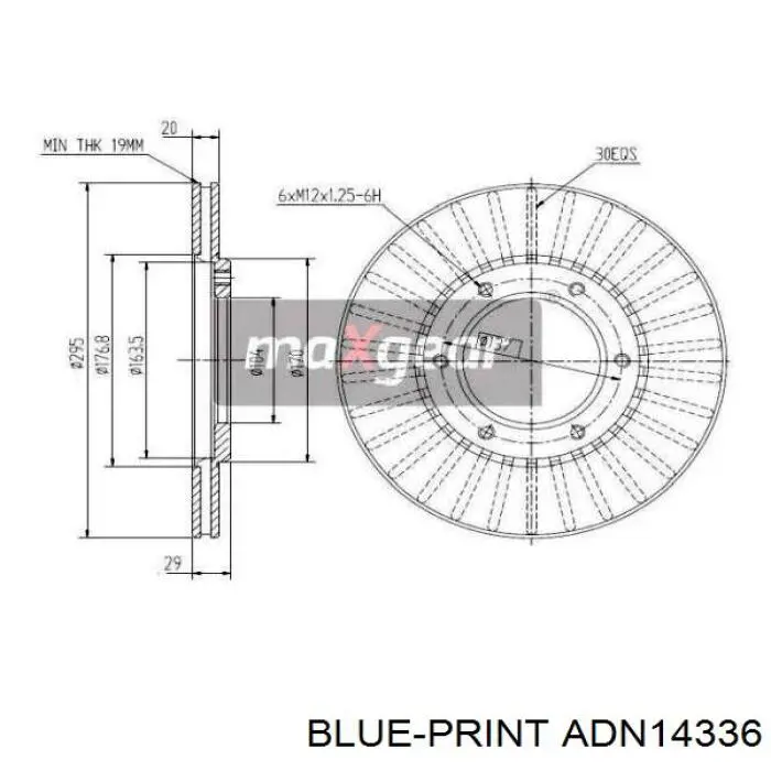 ADN14336 Blue Print disco de freno delantero