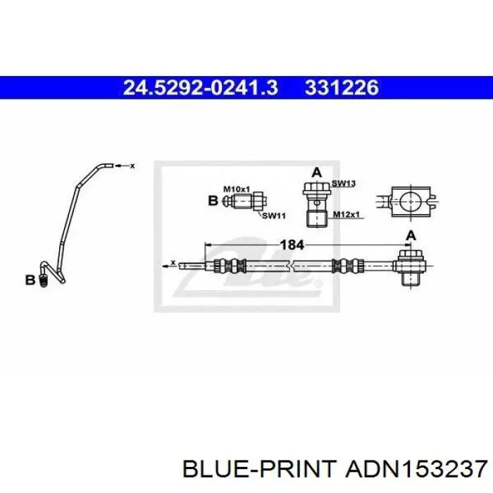 ADN153237 Blue Print latiguillos de freno trasero derecho