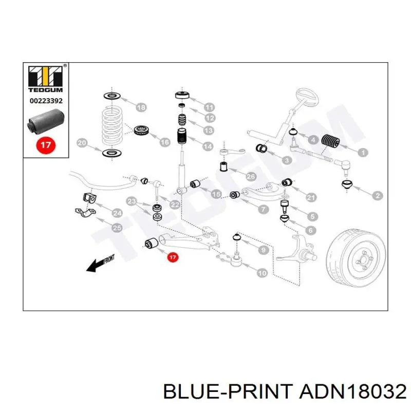 ADN18032 Blue Print silentblock de suspensión delantero inferior