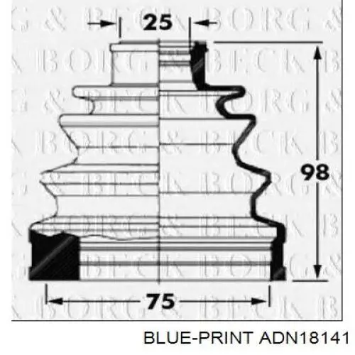 ADN18141 Blue Print fuelle, árbol de transmisión delantero interior