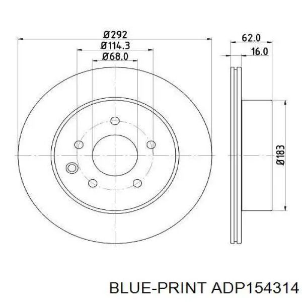 ADP154314 Blue Print disco de freno trasero