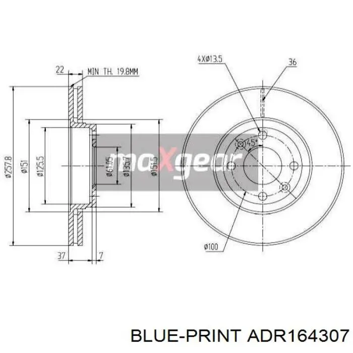 Comprar ADR164307 Blue Print Freno de disco delantero