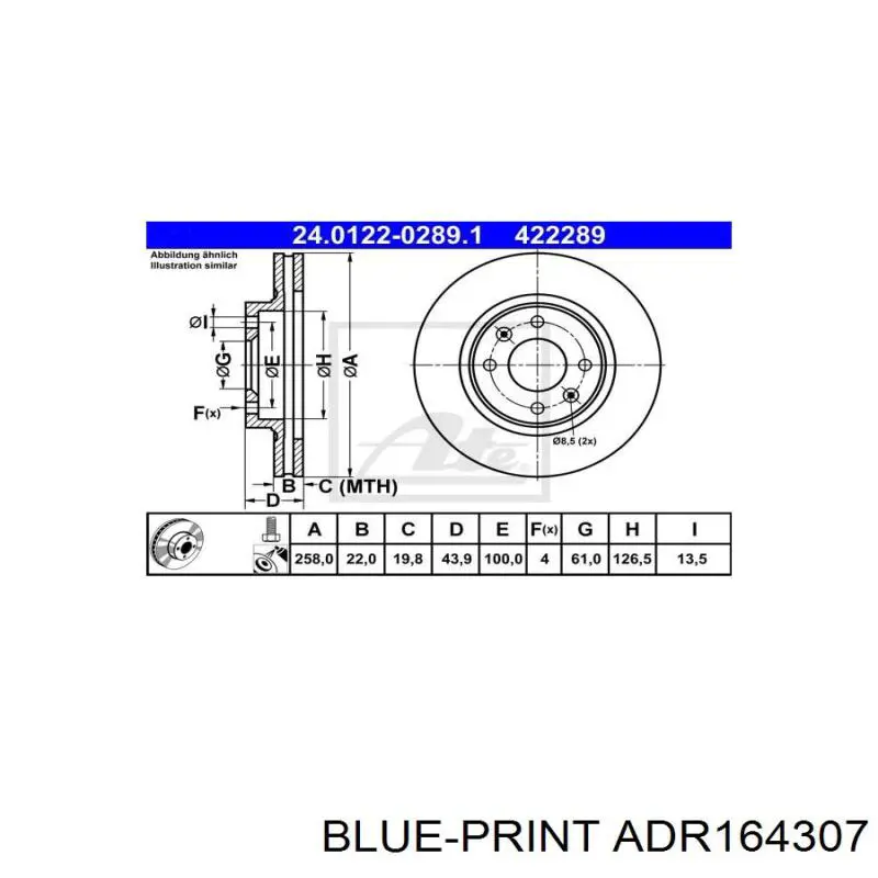 Disco de freno delantero Blue Print ADR164307