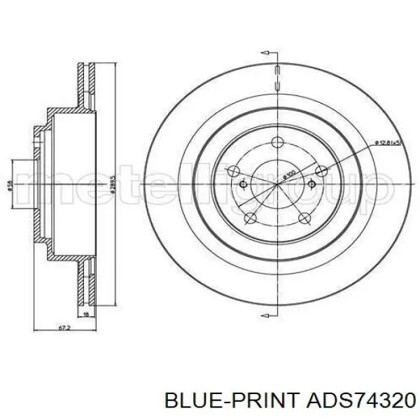 ADS74320 Blue Print disco de freno trasero