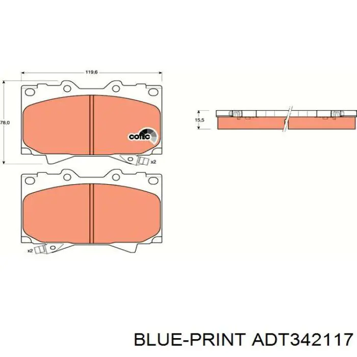 ADT342117 Blue Print pastillas de freno delanteras