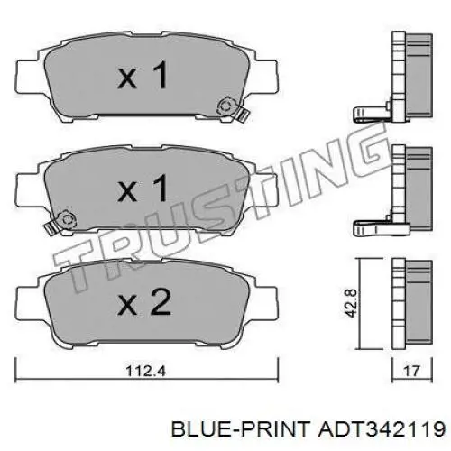 ADT342119 Blue Print pastillas de freno traseras