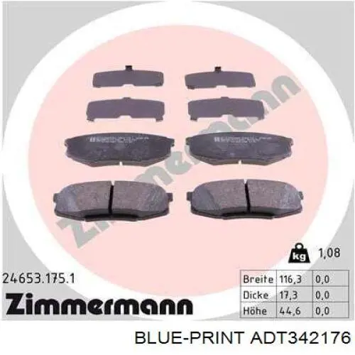 ADT342176 Blue Print pastillas de freno traseras