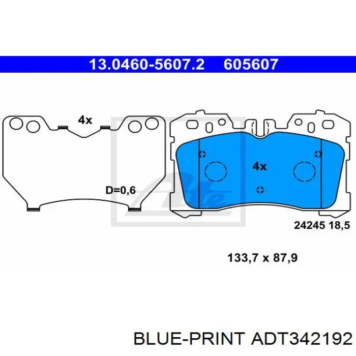 ADT342192 Blue Print pastillas de freno delanteras