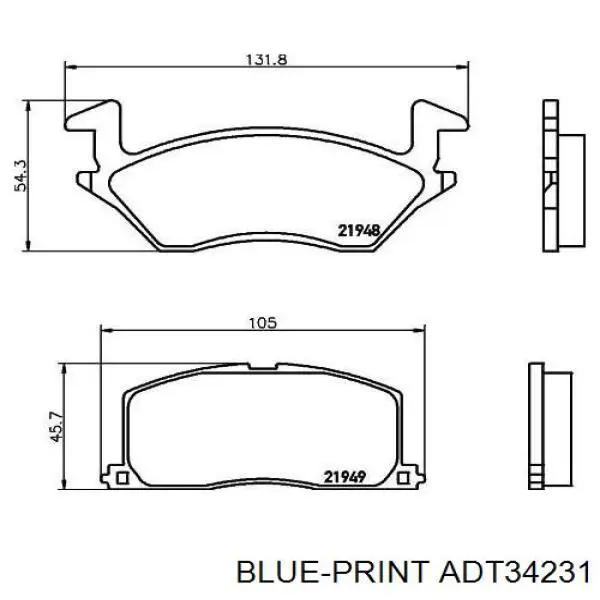 ADT34231 Blue Print pastillas de freno delanteras