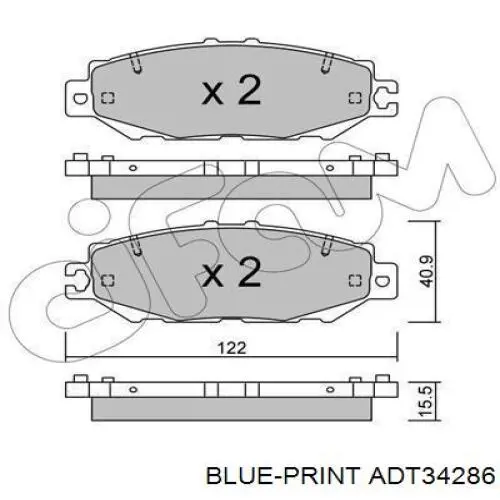 ADT34286 Blue Print pastillas de freno traseras