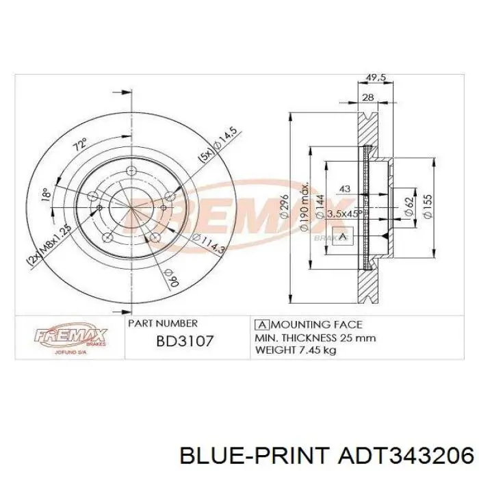 Disco de freno 108384 Febi