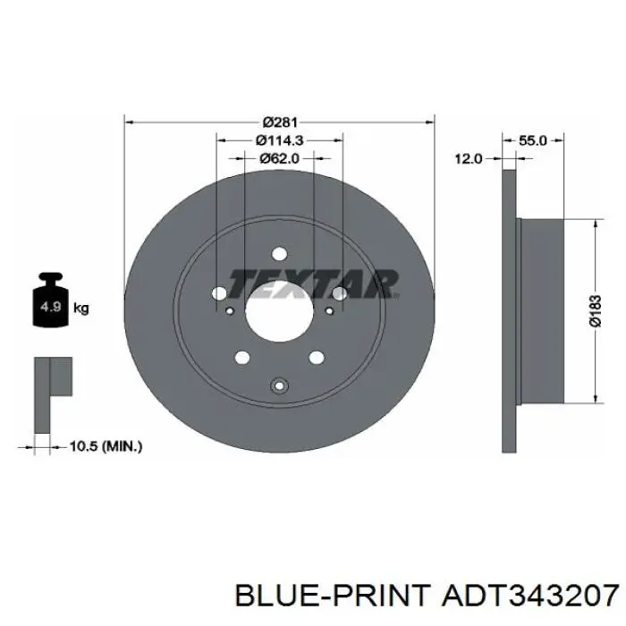 Disco de freno trasero Blue Print ADT343207 precio, desde 39,86 EUR
