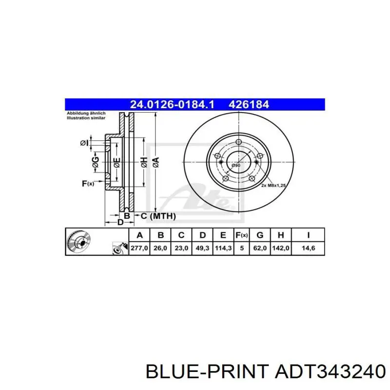 Comprar ADT343240 Blue Print Freno de disco delantero