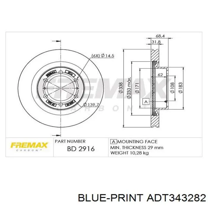 Comprar RN1435DSET Nibk Freno de disco delantero
