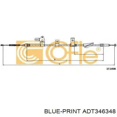 ADT346348 Blue Print cable de freno de mano trasero izquierdo