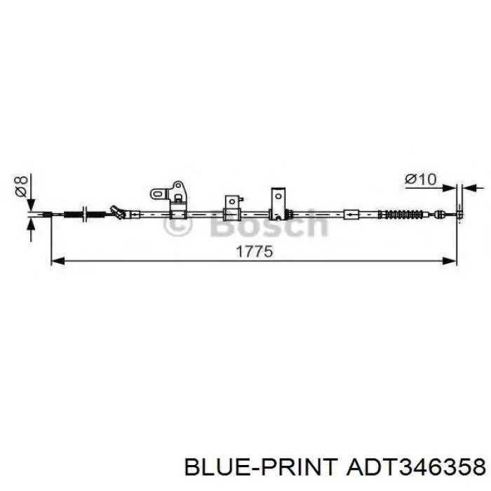 ADT346358 Blue Print cable de freno de mano trasero izquierdo