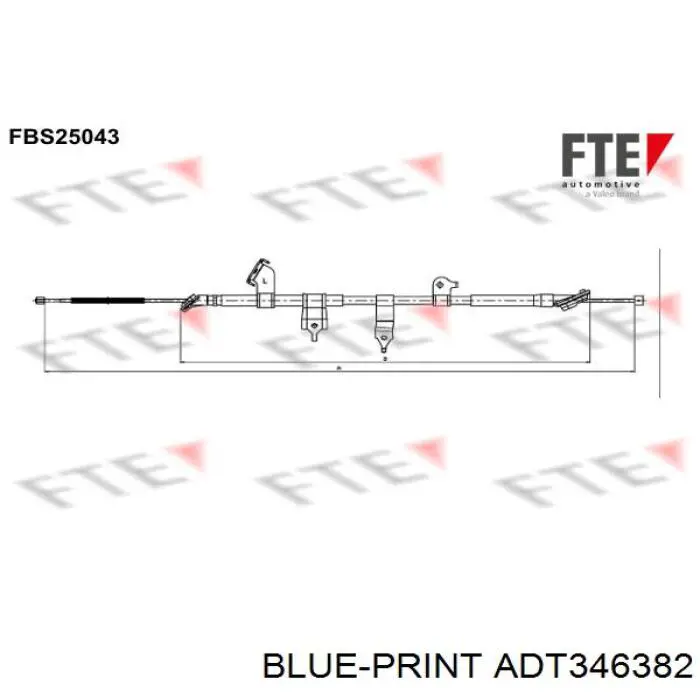 ADT346382 Blue Print cable de freno de mano trasero izquierdo