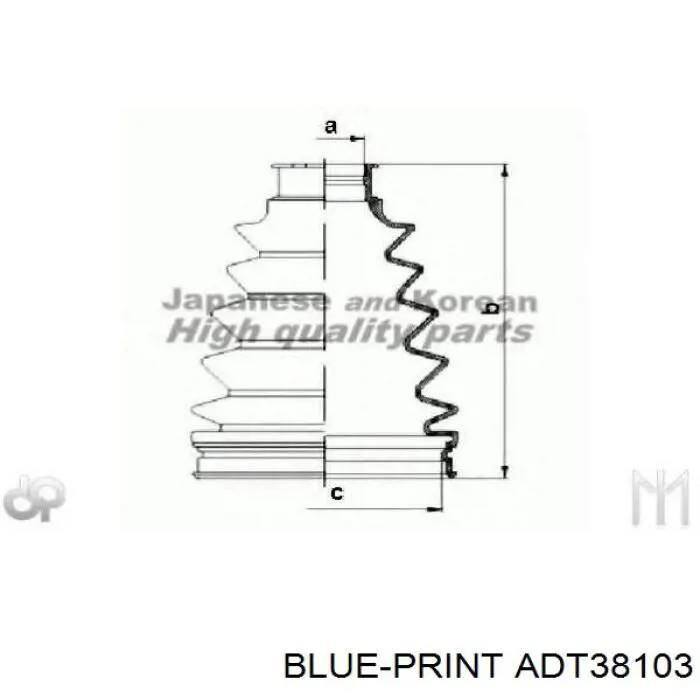 ADT38103 Blue Print fuelle, árbol de transmisión delantero exterior