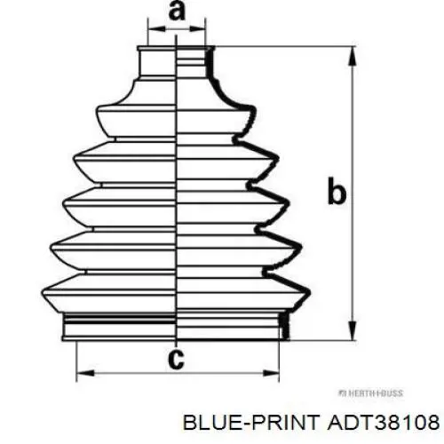 ADT38108 Blue Print fuelle, árbol de transmisión delantero interior