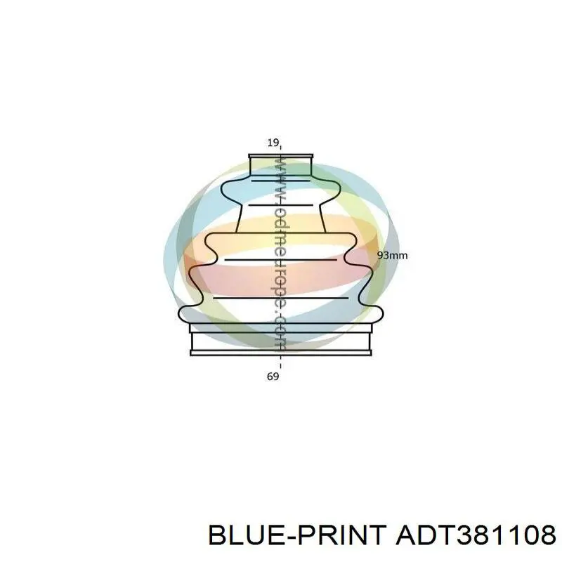 ADT381108 Blue Print fuelle, árbol de transmisión delantero exterior