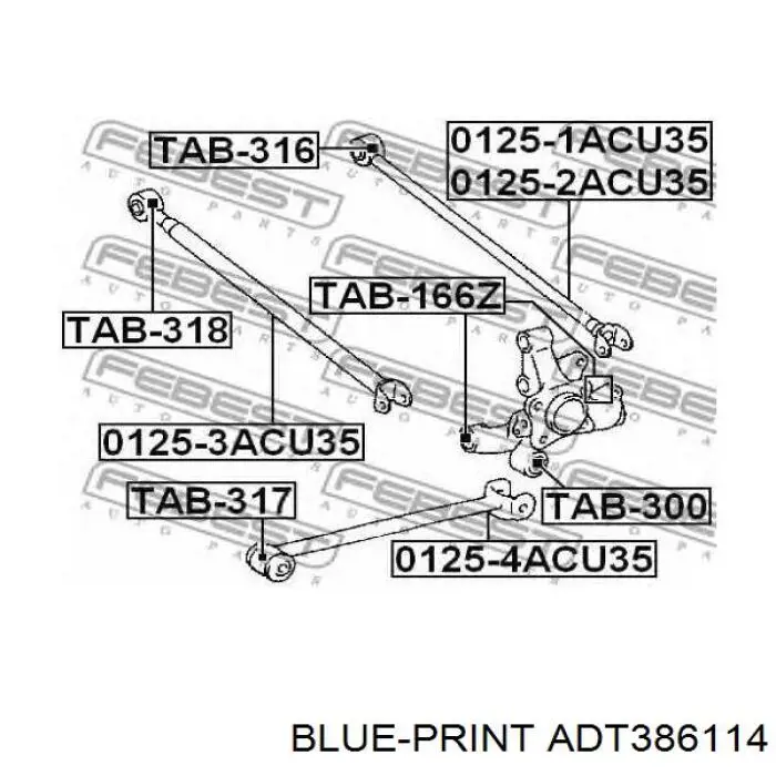 ADT386114 Blue Print barra transversal de suspensión trasera