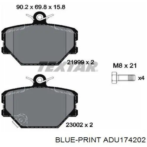 ADU174202 Blue Print pastillas de freno delanteras