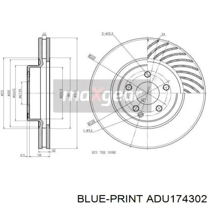 Disco de freno delantero Mapco 15812
