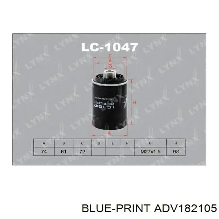 ADV182105 Blue Print filtro de aceite