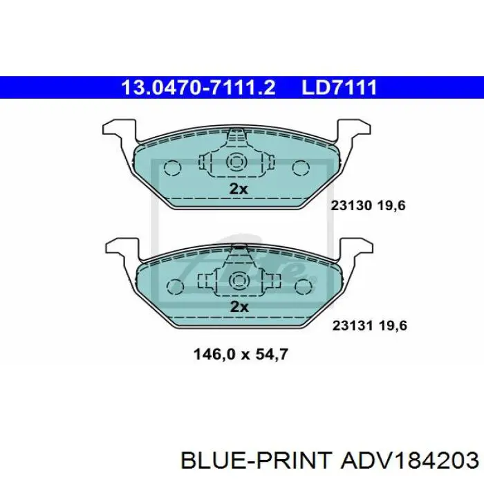 ADV184203 Blue Print pastillas de freno delanteras