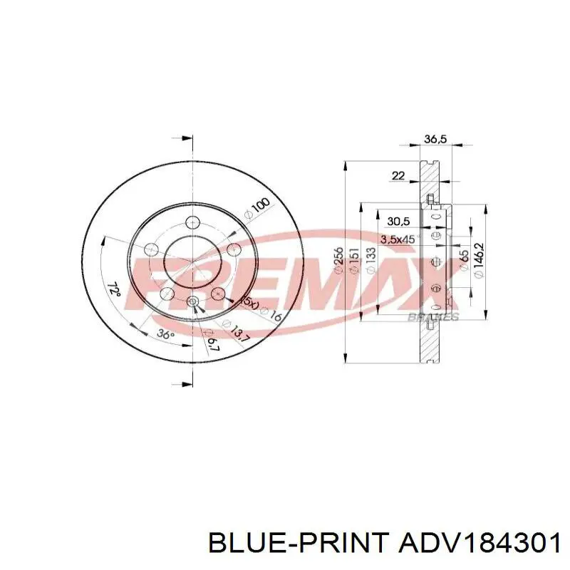 Comprar ADV184301 Blue Print Disco de freno delantero
