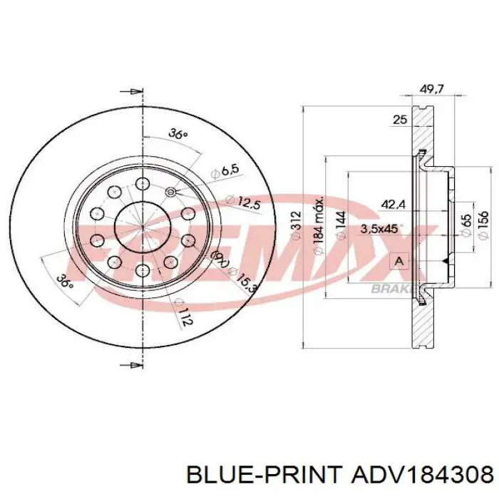 Comprar ADV184308 Blue Print Freno de disco delantero