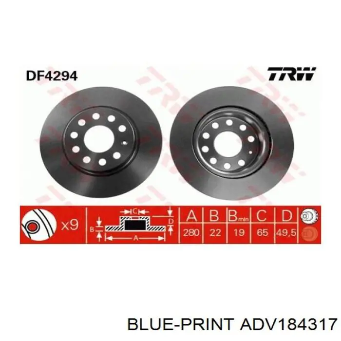 Disco de freno ADV184317 Blue Print