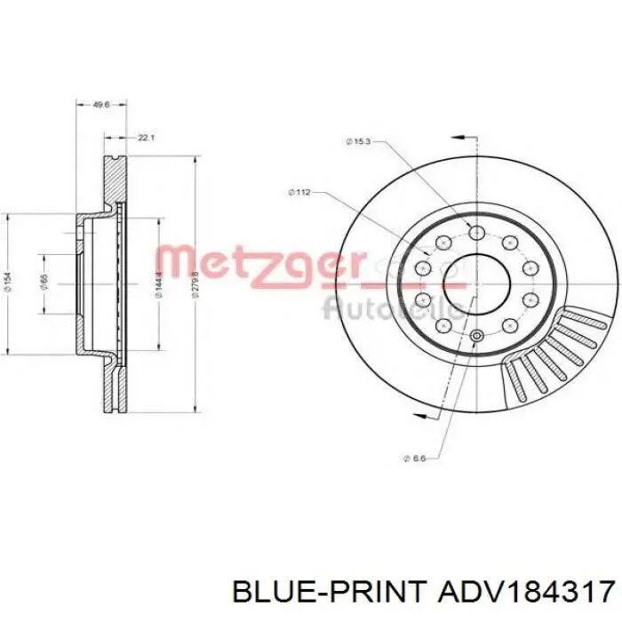 Comprar ADV184317 Blue Print Freno de disco delantero