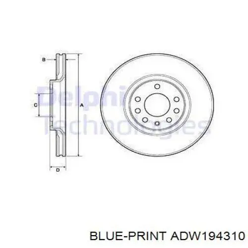 ADW194310 Blue Print disco de freno delantero