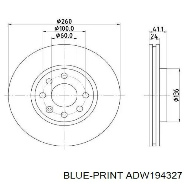 ADW194327 Blue Print disco de freno delantero