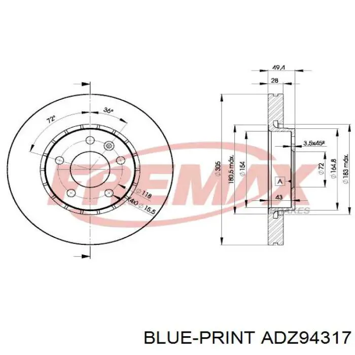 Freno de disco delantero Renault Trafic 2 FL