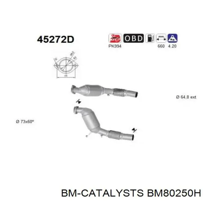 BM80250H BM Catalysts Catalizador de gasolina y diésel