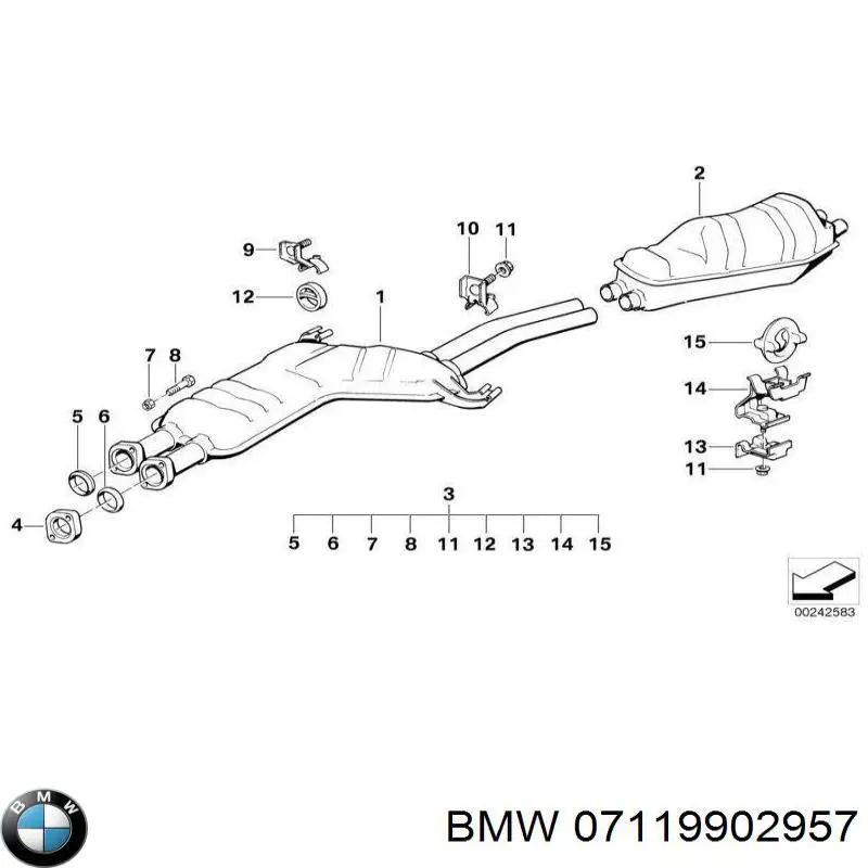 07119902957 BMW Perno del sistema de escape (silenciador)