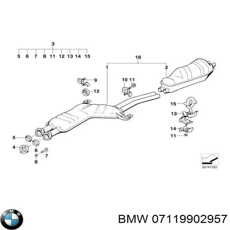 Comprar 07119902957 BMW Perno del sistema de escape (silenciador)