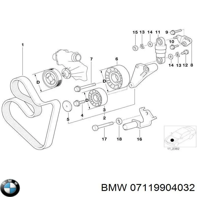 Tuerca de fijación del tubo de escape BMW 07119904032