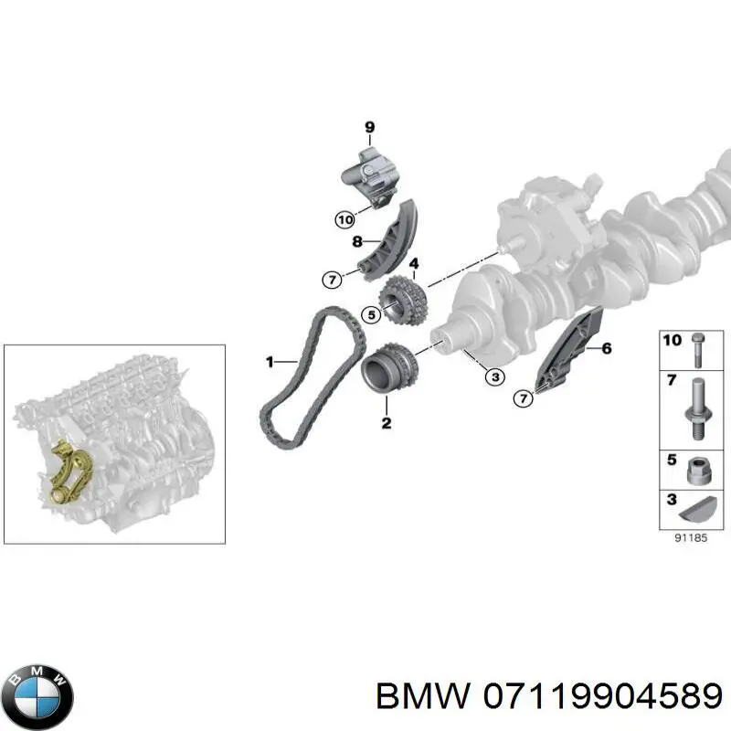 07119904589 BMW Perno de fijación del brazo inferior delantero