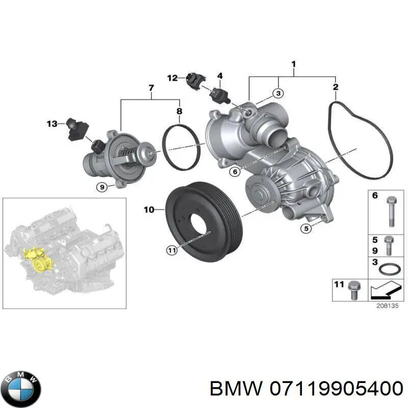 Espárrago del colector de admisión para BMW 3 (E90)