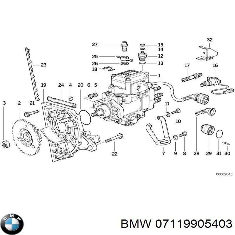 Perno de fijación, brazo delantero, inferior BMW 07119905403