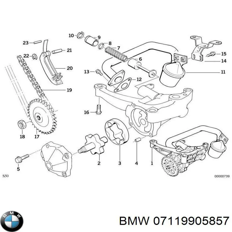 Tuerca del engranaje de la bomba de aceite para BMW 7 (E38)