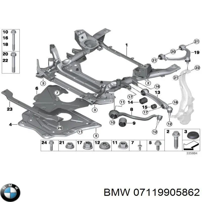 Comprar 07119905862 BMW Tornillo de fijación de la rótula de suspensión delantera al muñón